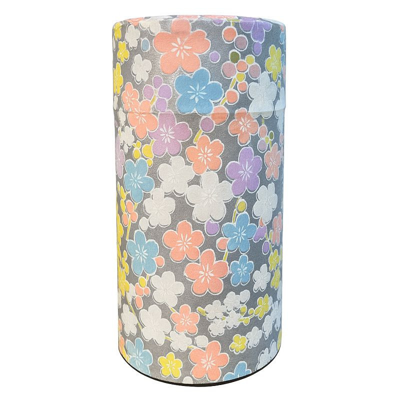 Zylindrische Dose mit zartem Blumenmotiv im Washi-Stil zum Aufbewahren oder für Tee