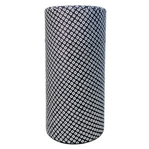 Cilindervormige washi doos met shibori patroon marineblauw en wit voor opslag van thee en infusies