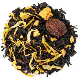 melange van zwarte thee gedroogde abrikozenbladeren en gele bloemblaadjes voor fruitige infusie