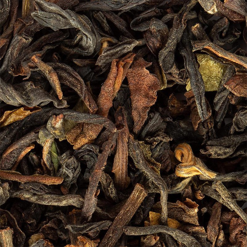 Lose Blätter von Darjeeling FTGFOP 1 First Flush Blend Schwarztee mit braunen und grünen Nuancen