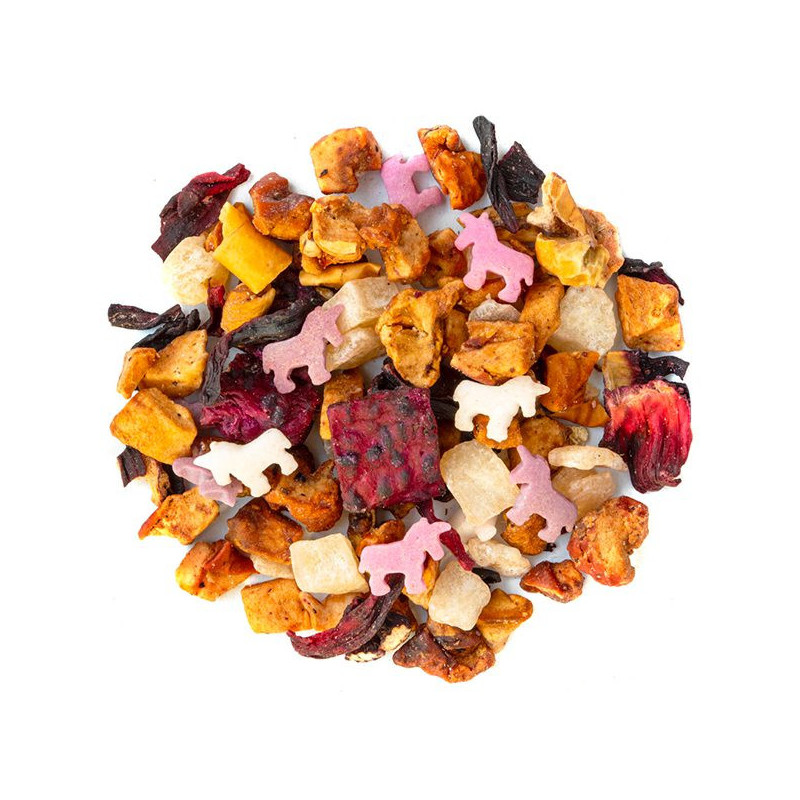 mélange de fruits secs et morceaux de tisane Poussière dÉtoile avec petites formes colorées en sucre