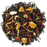 Red Velvet zwarte thee mengsel met citrusschillen en kleurrijke bloemblaadjes