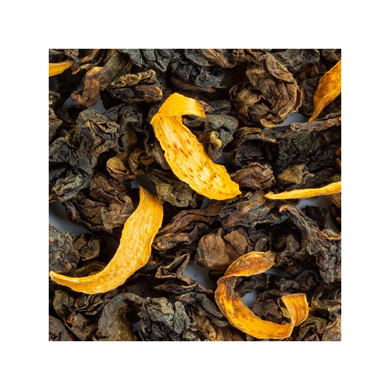 Oolong tea leaves with dried orange blossom petals