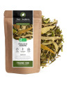 Dried hemp leaves for CBD herbal tea packaged in organic kraft bag