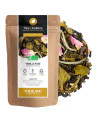 Thé blanc vanille rose en sachet kraft avec feuilles de thé et pétales de rose bio