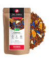 organic rooibos bag orange grapefruit flavor with peel pieces and blue flowers