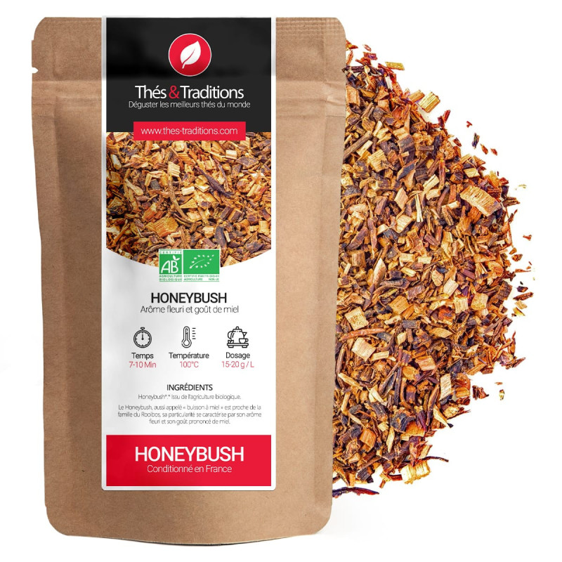 thé Honeybush bio en vrac arôme fleur et goût miel conditionné en France marque Thés et Traditions