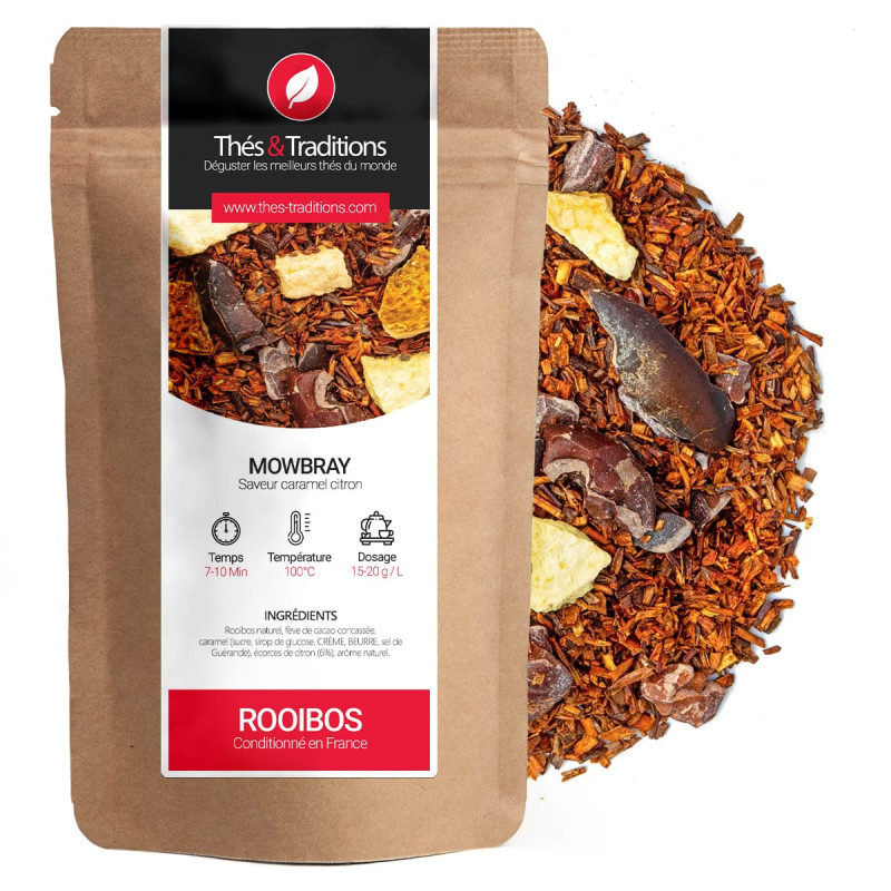 zakje rooibos mowbray smaak karamel citroen met stukjes citrusvruchten en kruiden