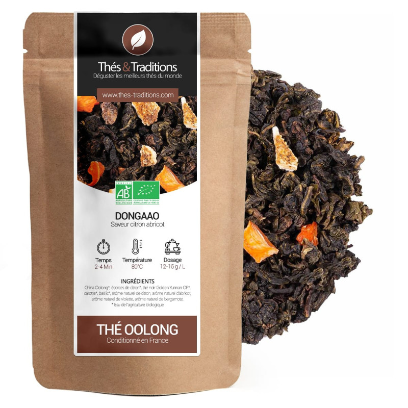 Dongao oolong tea lemon apricot flavor kraft bag and organic tea leaves