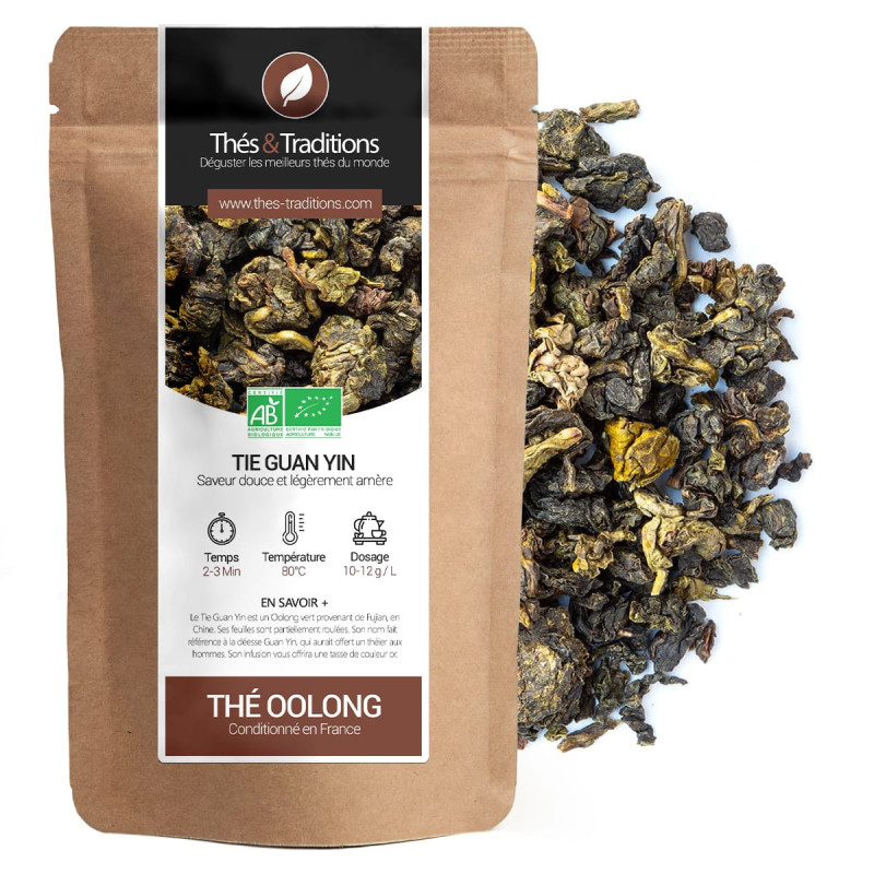 thé oolong tie guan yin feuilles roulées bio sachet kraft recyclable Thés & Traditions