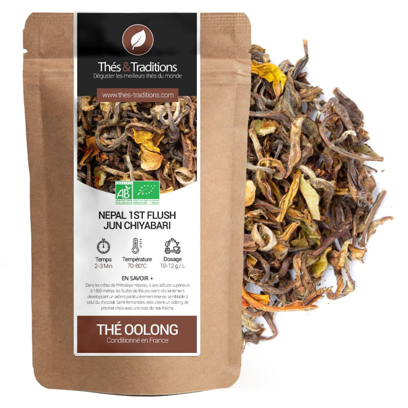 Oolong Nepal 1st Flush Jun Chiyabari thee biologische bladeren in kraftzakje verpakt in Frankrijk