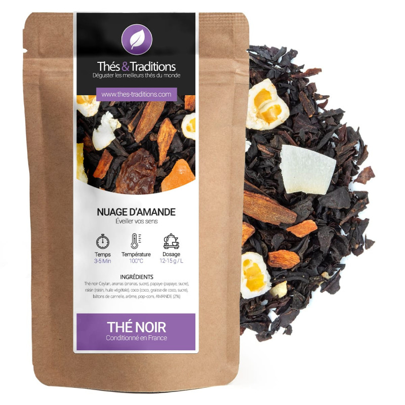 Tè nero Nuage d'Amandes Thés & Traditions sacchetto kraft con miscela di tè nero mandorle pop-corn e spezie