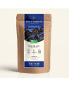 Wiederverschließbarer Kraftpapierbeutel mit Schwarztee Blue Earl Grey, dunkelblau-goldenes Etikett von Thés & Traditions, Fenste