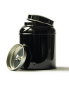 black metal tin for black tea with removable lid
