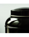 Glossy black metal tin for black tea with airtight lid