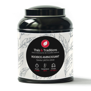 Doos rooibos afslankend perzik citroen Thés et Traditions met trek-instructies