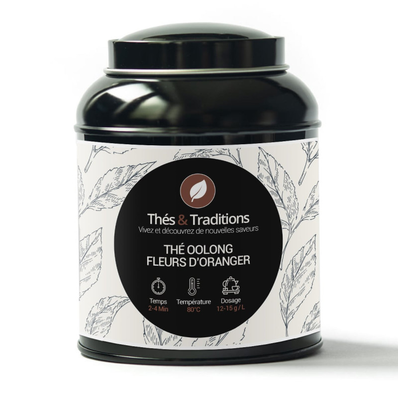 Boîte de thé Oolong fleurs d'oranger Thés et Traditions avec instructions d'infusion
