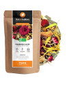 Iced raspberry herbal tea kraft bag with blend of organic dried plants and fruits Thés et Traditions