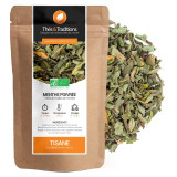 Peppermint herbal tea organic dried leaves kraft bag Thés et Traditions packaged in France