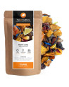 Tisane Fruity Juice saveur melon pêche sachet kraft et mélange de fruits séchés colorés