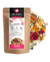 Flamingo herbal tea strawberry peach pineapple flavor kraft bag with colorful dried plant blend