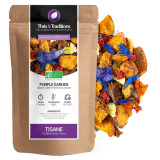 Kruidenthee Purple Garden mengsel van gedroogde vruchten violette bloemen framboos ananas bio