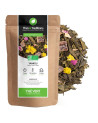 Thé vert Yankou saveur rose fruitée sachet kraft avec feuilles de thé et fleurs séchées