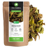 Peppermint green tea dried leaves kraft bag organic packaged in France