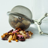 Stainless steel tea tongs with ball infuser and articulated handle for loose tea