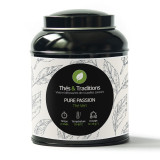 Thés et Traditions groene thee Pure Passion doos met infusie-instructies en theebladeren decoratie