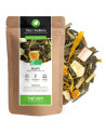 Mojito green tea mint lime flavor kraft bag organic ingredients and loose tea leaves