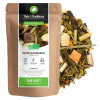 Detox Supergreen green tea lemon flavor in kraft bag with dried leaves and herbs blend Detox Supergreen green tea lemon flavor in kraft bag with dried leaves and herbs blend