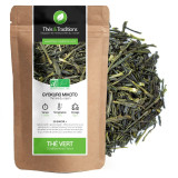 Gyokuro Mikoto green tea in leaves packaged in kraft bag with green and white organic label