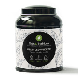 Box of Jardin de lavande organic green tea with lavender mint flavor Thés et Traditions