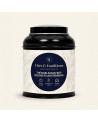 Schwarze runde Teedose mit Assam BOP Second Flush Rembeng Schwarztee von Thés & Traditions, cremefarbenes Etikett mit Blattmotiv
