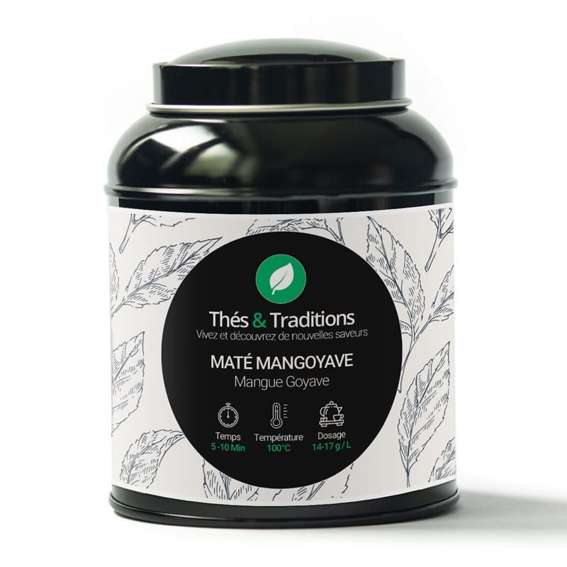 Blik maté Mangoyave Thés & Traditions mango guave smaak met bereidingsinstructies