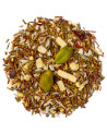 Mischung aus Rooibos mit Pistazienspritzern und weißen Schokoladenstücken
