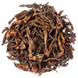 Dried Oolong Shui Xian tea leaves with brown and green hues