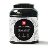 Boîte de rooibos Voyage Africain mangue menthe citron Thés et Traditions avec illustrations de feuilles
