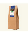 Großer Kraftpapierbeutel mit losem Schwarztee Darjeeling FTGFOP 1 Spring Valley im Kilo-Format, dunkelblau beschriftete Etikette