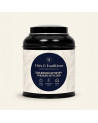 Schwarze runde Teedose mit Darjeeling Schwarztee SFTGFOP1 Phuguri 1st Flush BIO von Thés & Traditions, cremefarbenes Etikett mit