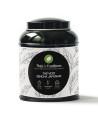 Dose mit japanischem Sencha Grüntee von Thés & Traditions, Aufgussanleitung und Blattmotiv-Design
