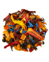 Hibiscaïa herbal tea blend with dried flowers, fruit pieces and colorful petals