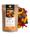 Tisana Hibiscaïa fragola mango sacchetto kraft con miscela di fiori e frutti essiccati colorati