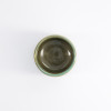 Kinyo ceramic cup in olive green with turquoise rim top view