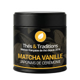 Scatola nera di matcha vaniglia giapponese cerimoniale Thés et Traditions con motivi floreali