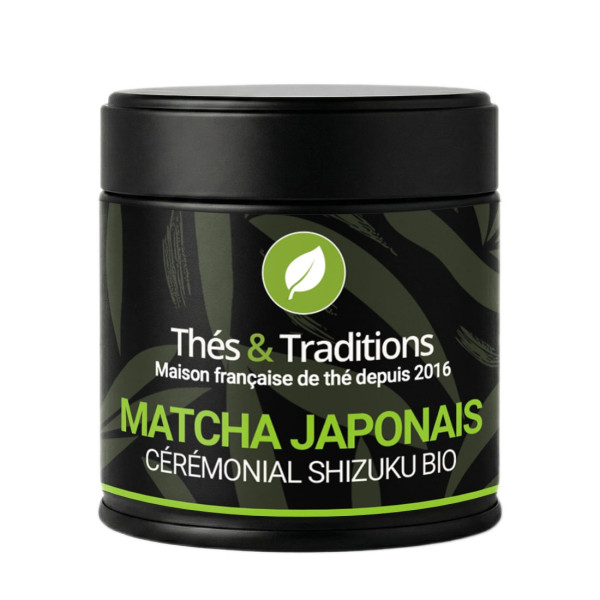 Box of organic ceremonial Japanese matcha shizuku from Thés et Traditions brand