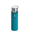 Glaskanne Tropic Summer mit blauem Bezug und Edelstahldeckel mit integriertem Griff