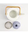 Teekanne Nippon Wave 80cl mit Edelstahlfilter, Deckel mit Wellenmuster und Holzgriff