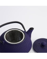 Blue cast iron teapot with steel infuser and black handle 80 cl capacity